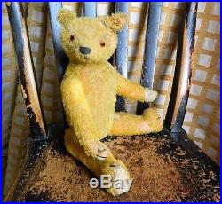 Rare Early Hump Back 16 American Teddy Bear C1910 Ideal Mohair Fully Jointed