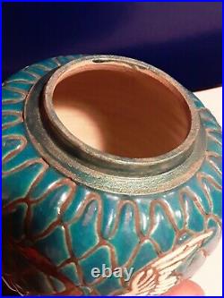 Rare Early Japanese Satsuma Blue Morriage Crane Jar Vase