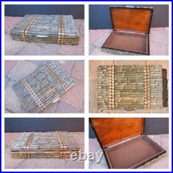 Rare Early Large Bamboo Cigar/jewellery/document Box Fab Interior