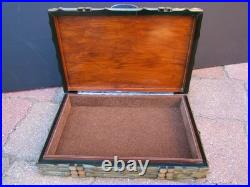 Rare Early Large Bamboo Cigar/jewellery/document Box Fab Interior