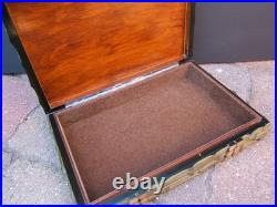Rare Early Large Bamboo Cigar/jewellery/document Box Fab Interior