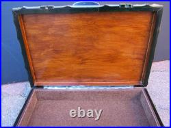 Rare Early Large Bamboo Cigar/jewellery/document Box Fab Interior