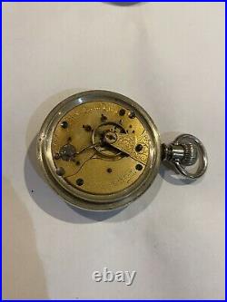 Rare Early Marked Railroad King Illinois 18s Antique Railroad Pocket Watch
