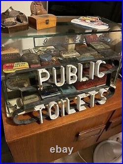 Rare Early Metal Public Toilets Sign Wall Fixed