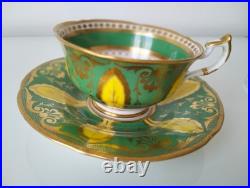 Rare Early Minton Hand Painted Tea Cup and Saucer, c1825