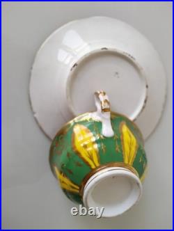 Rare Early Minton Hand Painted Tea Cup and Saucer, c1825