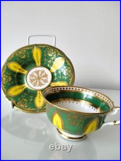 Rare Early Minton Hand Painted Tea Cup and Saucer, c1825