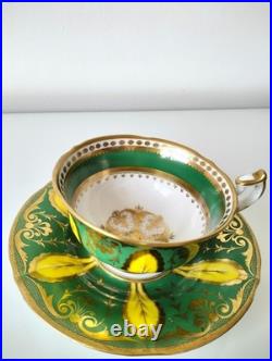 Rare Early Minton Hand Painted Tea Cup and Saucer, c1825