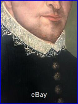 Rare Early Old Master Oil On Panel Portrait Painting Of A Gentleman