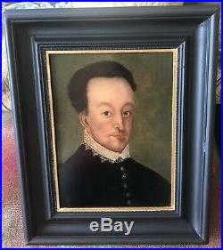 Rare Early Old Master Oil On Panel Portrait Painting Of A Gentleman