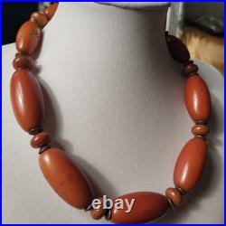 Rare Early Plastic Necklace c. 1910-1930 Likely Celluloid Natural Patina Antique
