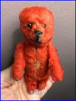 Rare Early Red Schuco Jointed Miniature Mohair Bear Antique Victorian 20s/30s
