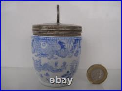 Rare Early Royal Worcester Crown Ware Egg Coddler Willow Blue And White Antique