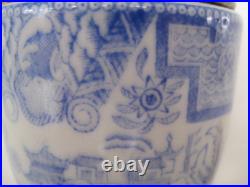 Rare Early Royal Worcester Crown Ware Egg Coddler Willow Blue And White Antique
