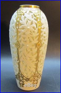 Rare Early Royal Worcester Reticulated Double-Walled Porcelain Vase antique