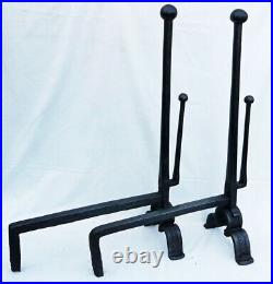 Rare Early Set Handmade Tall Antique Wrought Iron Cob-Andiron Fire Dogs Andirons Rare Early Set Handmade Tall Antique Wrought Iron Cob-Andiron Fire Dogs Andirons