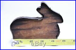 Rare Early Unusual 19th Century Antique Tin Wrapped Wood Rabbit Cookie Cutter