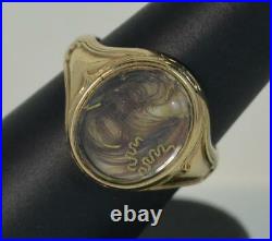 Rare Early Victorian 18ct Gold and Mourning Signet Ring with Locket Panel Front