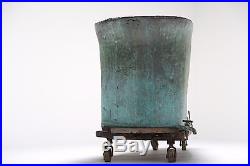 Rare Early Victorian Antique Copper Bath On Wheels Salvage Vintage French Bateau