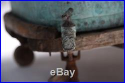 Rare Early Victorian Antique Copper Bath On Wheels Salvage Vintage French Bateau