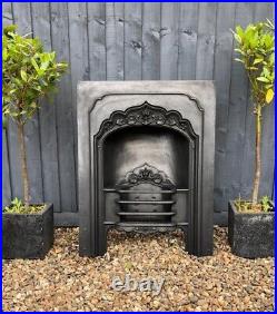 Rare Early Victorian Cast Iron Arched Insert Fireplace Circa 1850