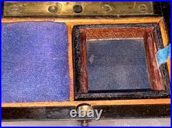 Rare Early Victorian Sewing Etui, In Minature Form Burr Walnut, With Contents