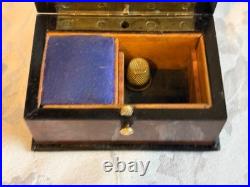 Rare Early Victorian Sewing Etui, In Minature Form Burr Walnut, With Contents