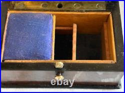 Rare Early Victorian Sewing Etui, In Minature Form Burr Walnut, With Contents