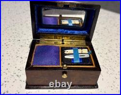 Rare Early Victorian Sewing Etui, In Minature Form Burr Walnut, With Contents