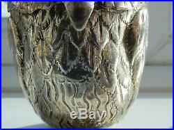Rare Early Victorian Solid Silver Owl & Mouse Mustard Pot 1851