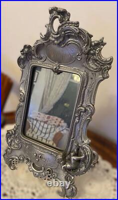 Rare Early WMF Rococo Revival Silver-Plated Cherub Toilet Mirror