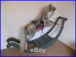 Rare Early antique bow rocking horse from Scottish Castle with provenance