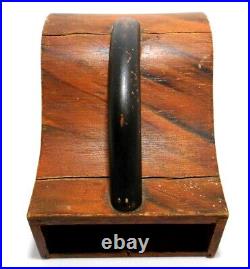 Rare Early-mid 19th C American Antique Black/red Painted Handled Wood Ballot Box