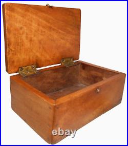 Rare Early-mid 19th C American Antique Sm Flame Mahogany Trinket Box/brass Latch