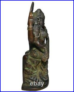 Rare Early-mid 19th C Antique Indian Goddess Saraswati Bronze Figure Orig Patina