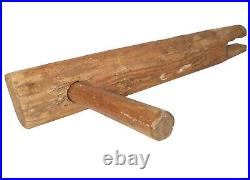 Rare Early-mid 20th C American Antique Hnd Crvd Chestnut Wood Rope Bed Tightener