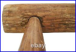 Rare Early-mid 20th C American Antique Hnd Crvd Chestnut Wood Rope Bed Tightener