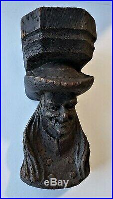 Rare Find 1700s Early Original Carved Wooden Gothic Wiccan Witch Figure Shelf