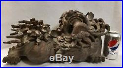 Rare Findearly 1800's Temple Foo Lions. Carved Wood, Old Gilt. Each 15 Long