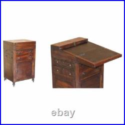 Rare Fine Antique Early Victorian Military Campaign Writing Slope Davenport Desk