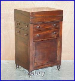 Rare Fine Antique Early Victorian Military Campaign Writing Slope Davenport Desk