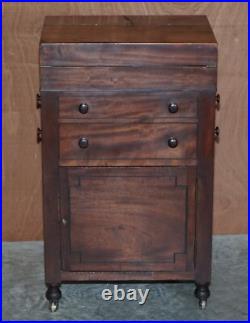 Rare Fine Antique Early Victorian Military Campaign Writing Slope Davenport Desk