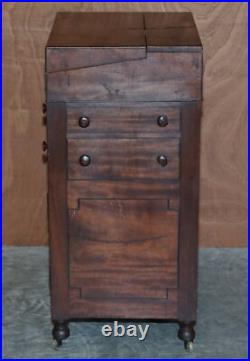 Rare Fine Antique Early Victorian Military Campaign Writing Slope Davenport Desk