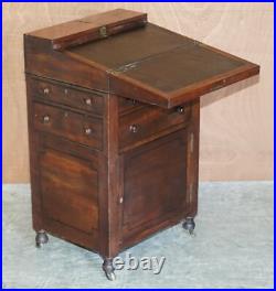 Rare Fine Antique Early Victorian Military Campaign Writing Slope Davenport Desk