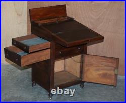 Rare Fine Antique Early Victorian Military Campaign Writing Slope Davenport Desk