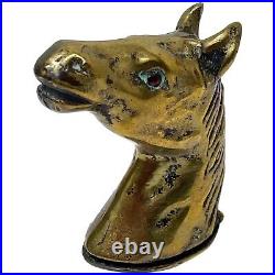 Rare Fine Early 20th Century Antique Horse Head Vesta Match Case With Glass Eyes