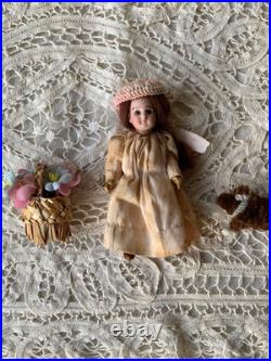 Rare French Antique Bisque Mignonette Doll Set Accessories Inc Early 20 Me