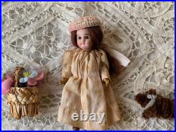 Rare French Antique Bisque Mignonette Doll Set Accessories Inc Early 20 Me