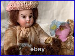 Rare French Antique Bisque Mignonette Doll Set Accessories Inc Early 20 Me