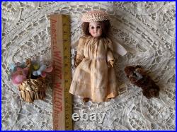 Rare French Antique Bisque Mignonette Doll Set Accessories Inc Early 20 Me